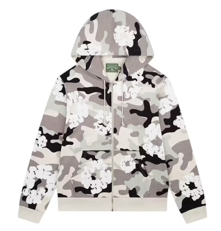 Denim Tears The Cotton Wreath Zip Hoodie White Camo