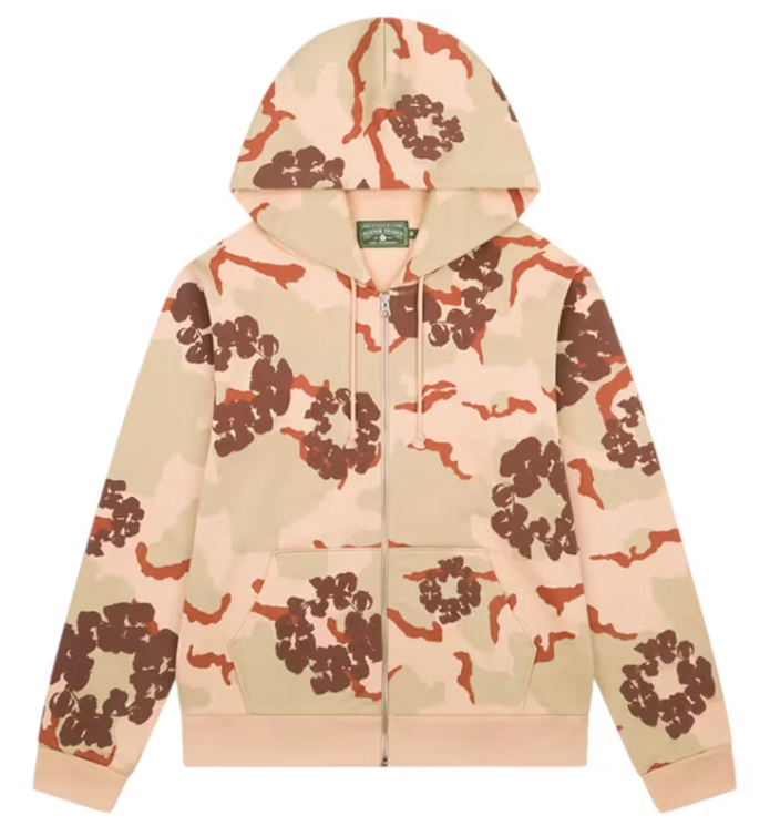 Denim Tears The Cotton Wreath Zip Hoodie Tan Camo