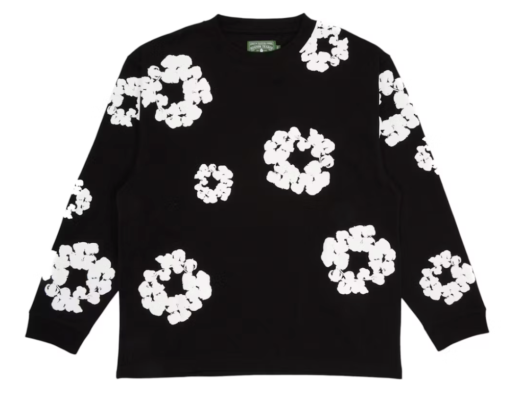 Denim Tears Long Sleeve Cotton Wreath T-shirt Black