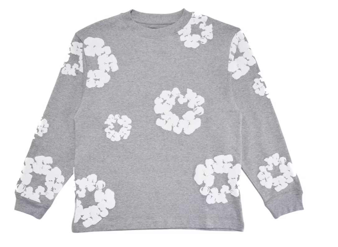Denim Tears Long Sleeve Cotton Wreath T-shirt Grey