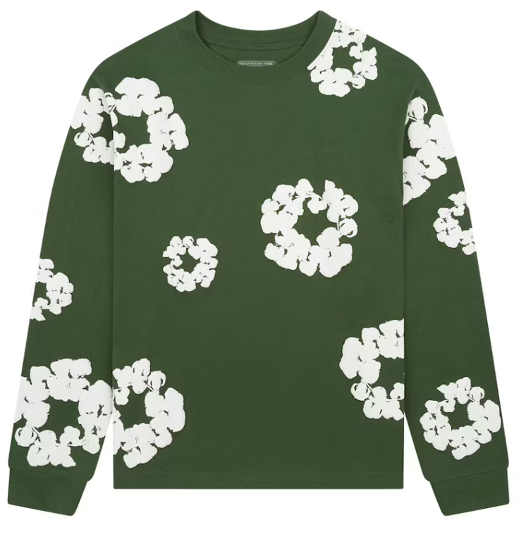 Denim Tears Long Sleeve Cotton Wreath T-shirt Green