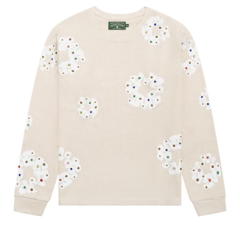 Denim Tears Rhinestone Cotton Wreath T-shirt Oatmeal