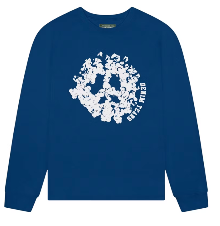Denim Tears Peace Wreath Long Sleeve T-shirt Navy