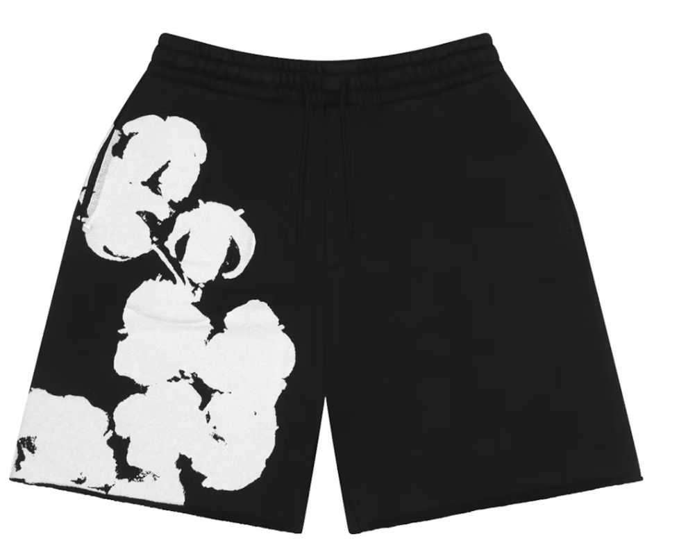 Denim Tears Big Cotton Wreath Sweat Shorts Black