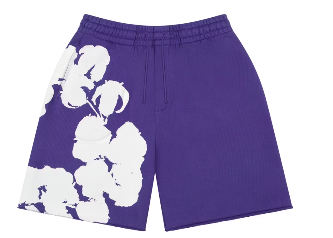 Denim Tears Big Cotton Wreath Sweat Shorts Purple