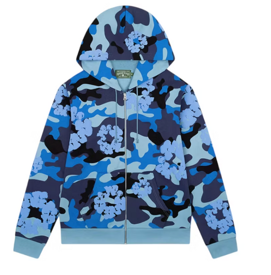 Denim Tears The Cotton Wreath Zip Hoodie Blue Camo