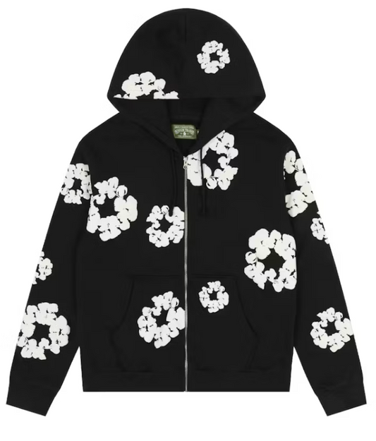Denim Tears Cotton Wreath Zip Hoodie Black