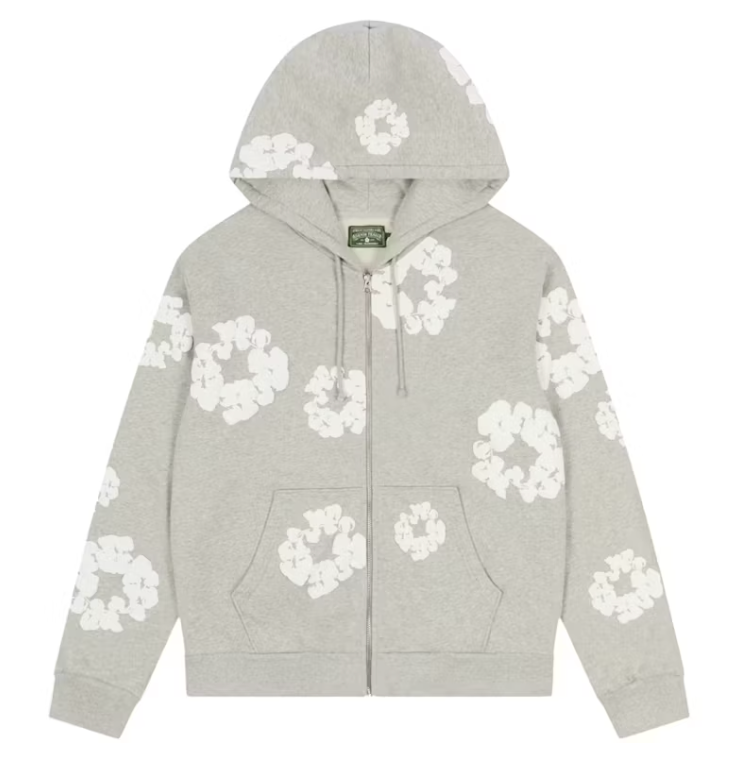 Denim Tears Cotton Wreath Zip Hoodie Grey