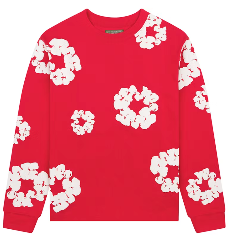 Denim Tears Long Sleeve Cotton Wreath T-shirt Red