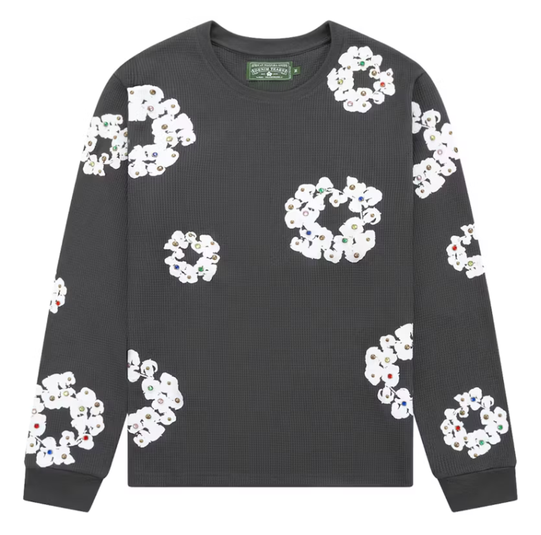 Denim Tears Rhinestone Cotton Wreath T-shirt Vintage Black