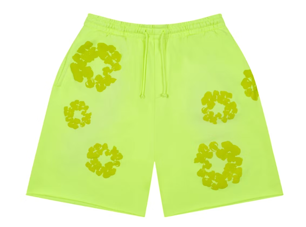 Denim Tears Mono Cotton Wreath Sweat Shorts Neon Green